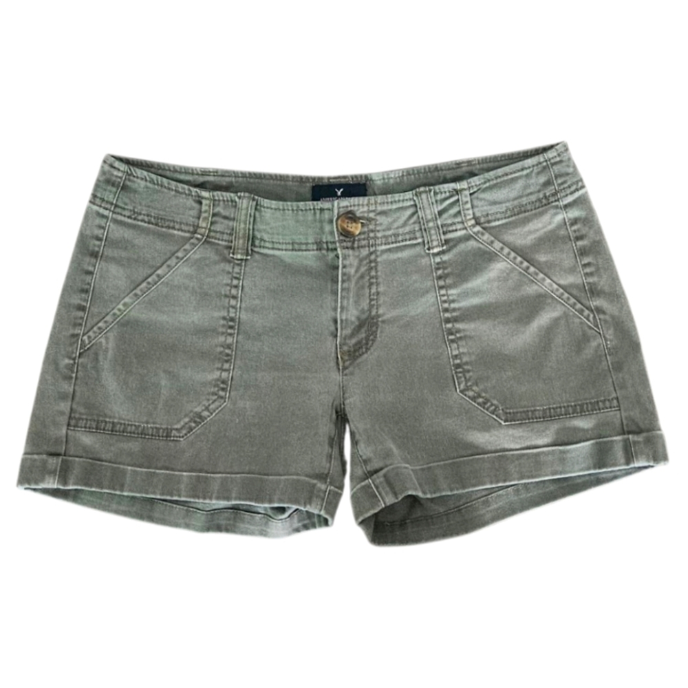 American Eagle Olive Green Cuffed Shorts
